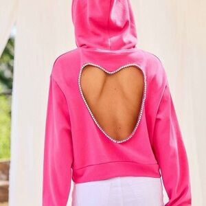 Pink Heart Cutout Hoodie